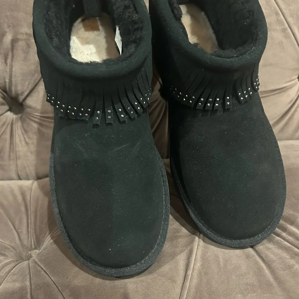 UGG Black Suede Fringe Boots - Picture 12 of 15